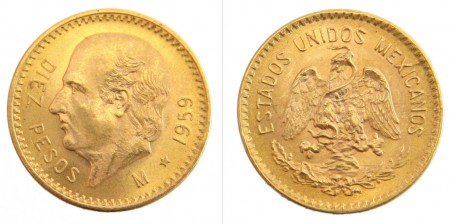 310 Euros 10 pesos 1959 oro  